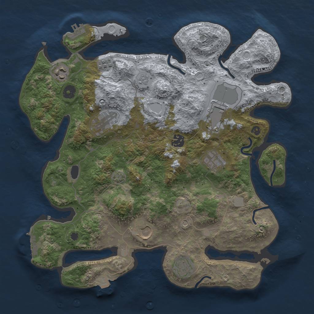 Rust Map: Procedural Map, Size: 3550, Seed: 4463928, 16 Monuments