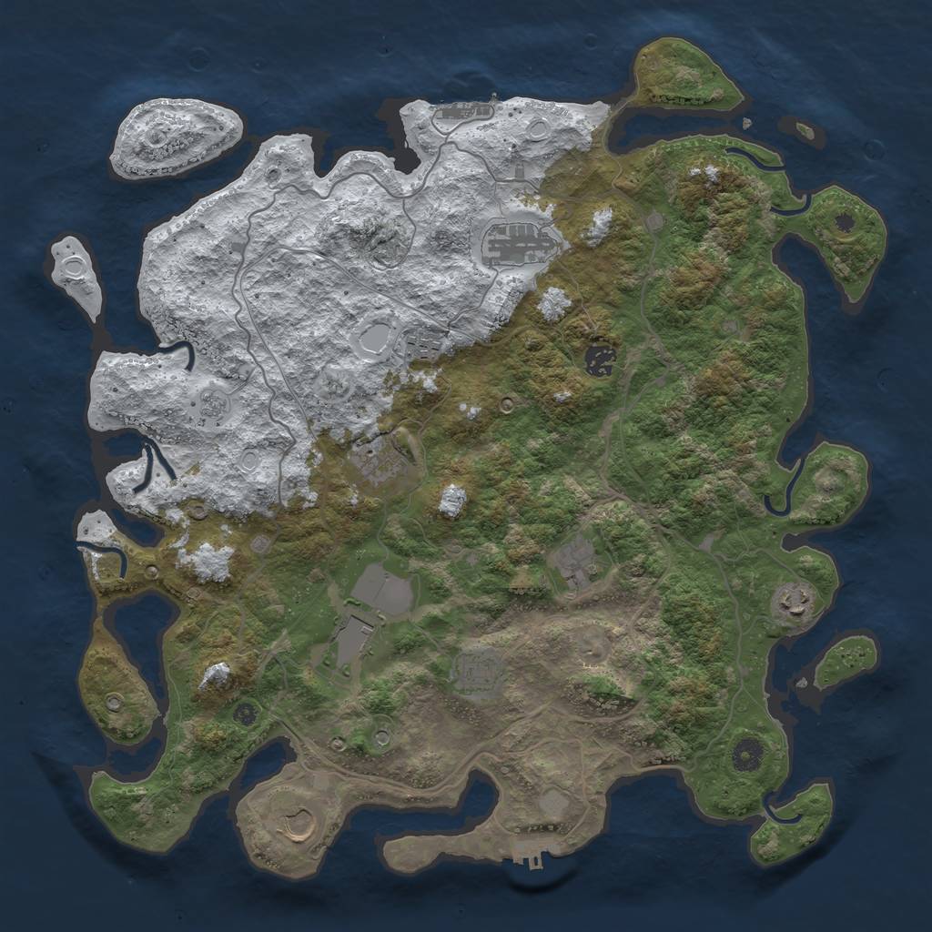 Rust Map: Procedural Map, Size: 4250, Seed: 1043144, 18 Monuments