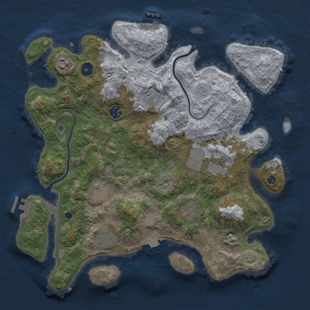 Rust Map: Procedural Map, Size: 3750, Seed: 278366013, 14 Monuments
