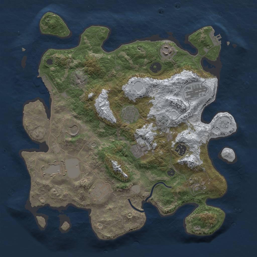 Rust Map: Procedural Map, Size: 3500, Seed: 454823, 19 Monuments