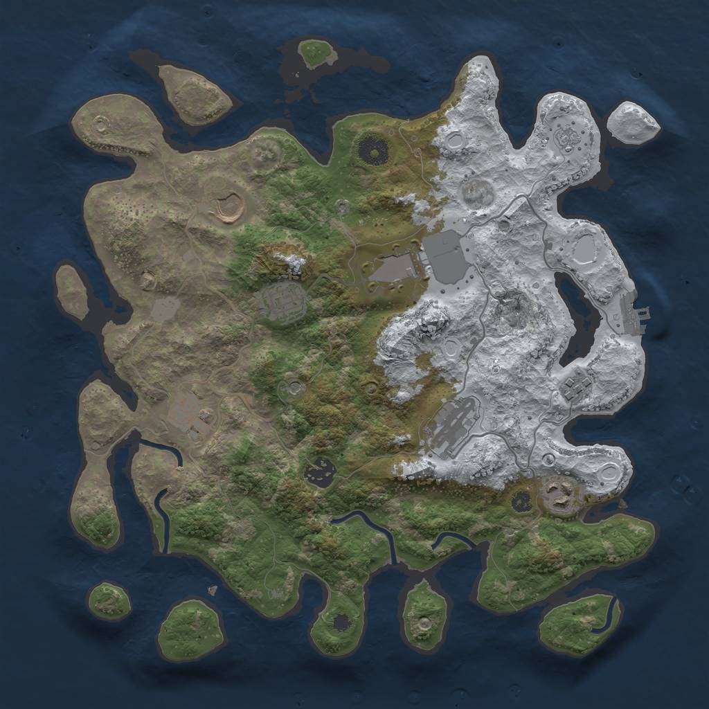 Rust Map: Procedural Map, Size: 3550, Seed: 4665001, 16 Monuments