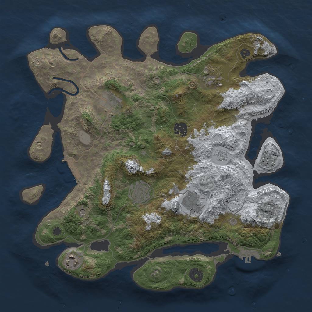 Rust Map: Procedural Map, Size: 3333, Seed: 341235512, 16 Monuments