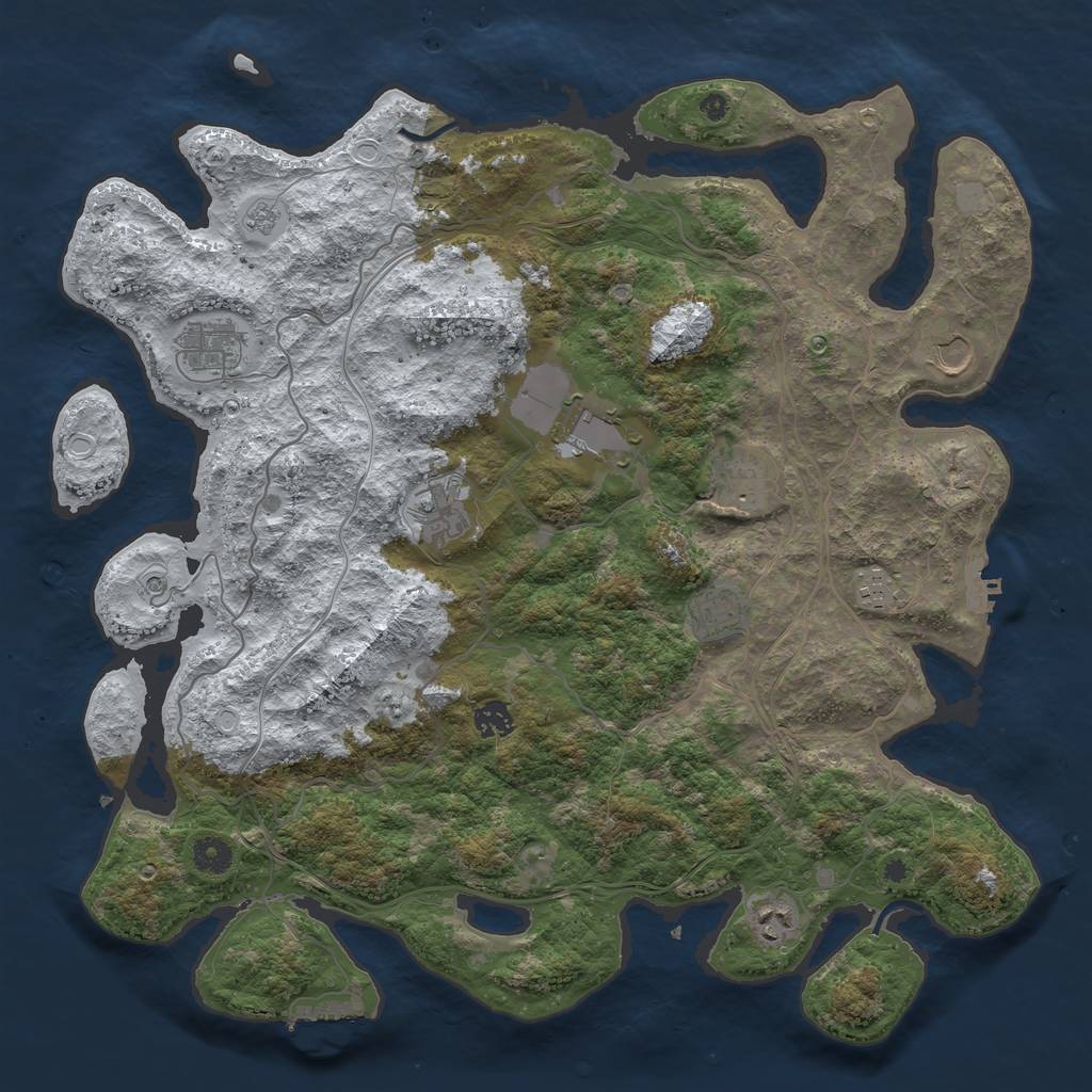 Rust Map: Procedural Map, Size: 4250, Seed: 2755540, 18 Monuments