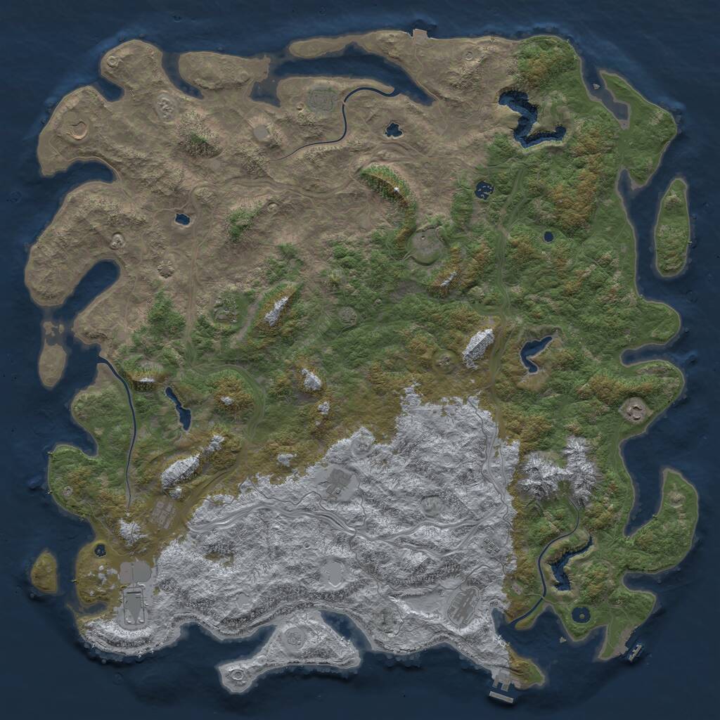 Rust Map: Procedural Map, Size: 6000, Seed: 854522, 17 Monuments