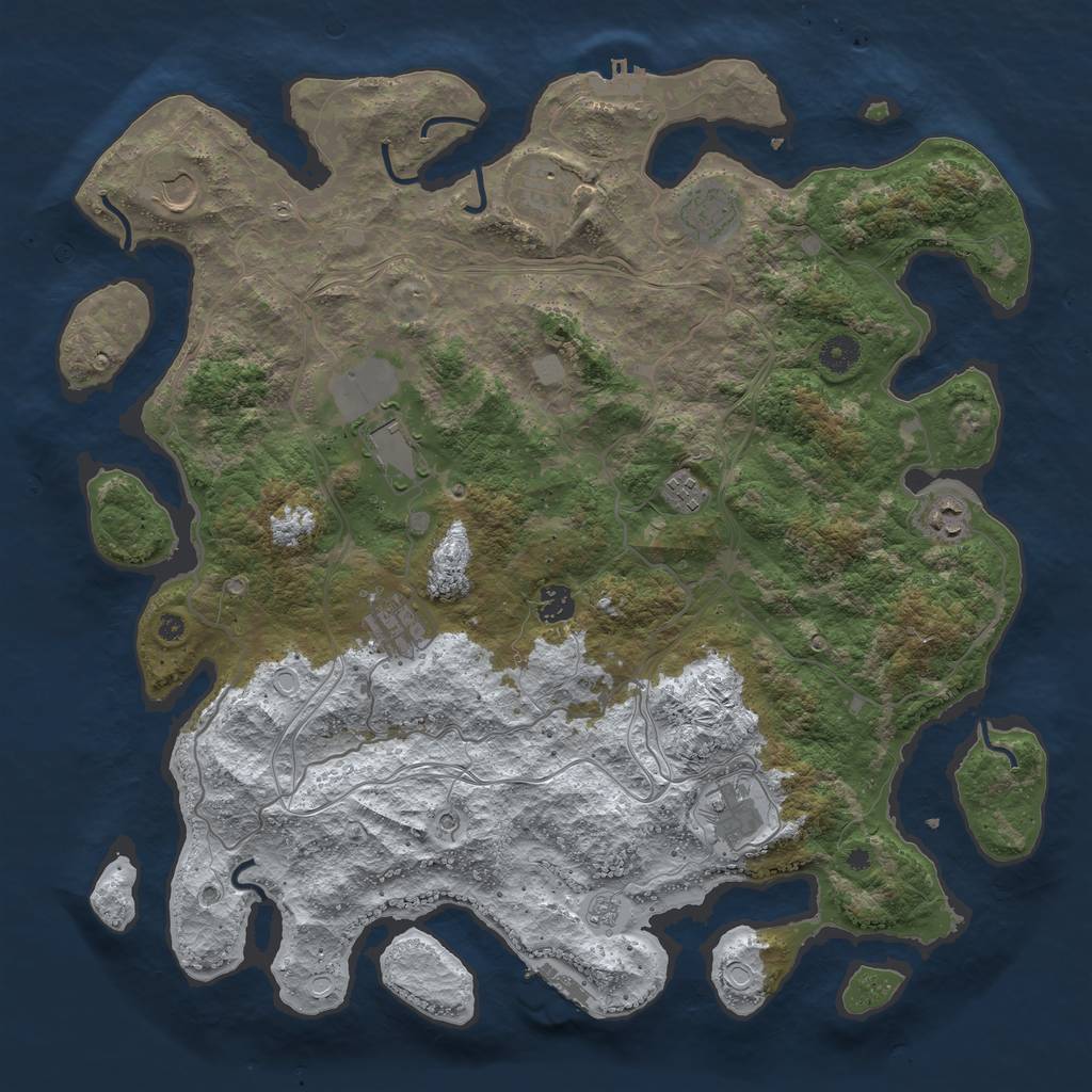 Rust Map: Procedural Map, Size: 4250, Seed: 3517652, 18 Monuments