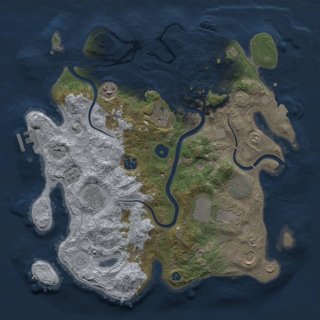 Rust Map: Procedural Map, Size: 3550, Seed: 5123145, 14 Monuments