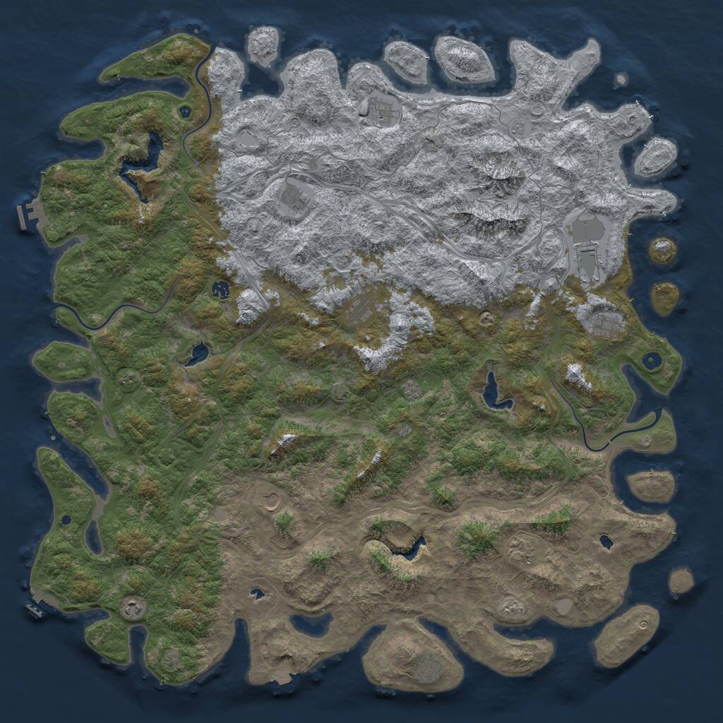 Rust Map: Procedural Map, Size: 6000, Seed: 355862, 17 Monuments