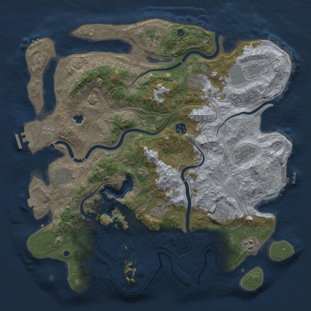 Rust Map: Procedural Map, Size: 4250, Seed: 5704353, 16 Monuments
