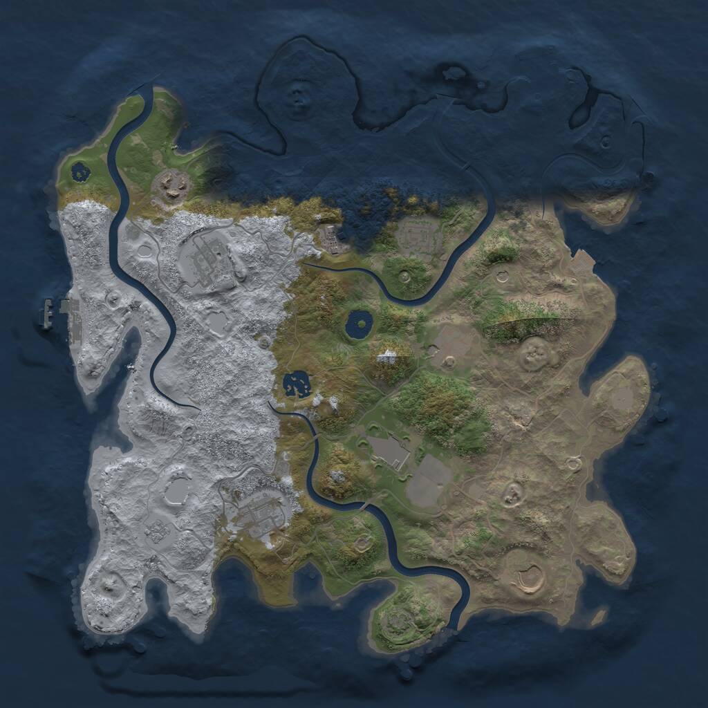 Rust Map: Procedural Map, Size: 3750, Seed: 1076388448, 15 Monuments