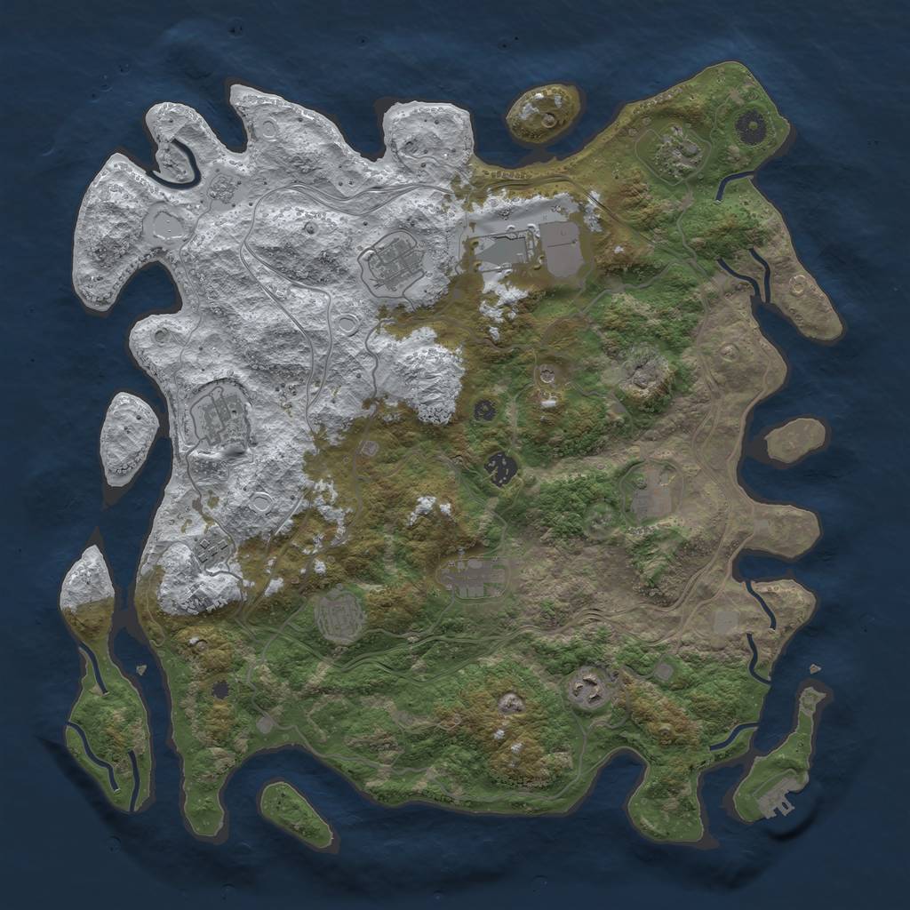 Rust Map: Procedural Map, Size: 4250, Seed: 5000863, 18 Monuments