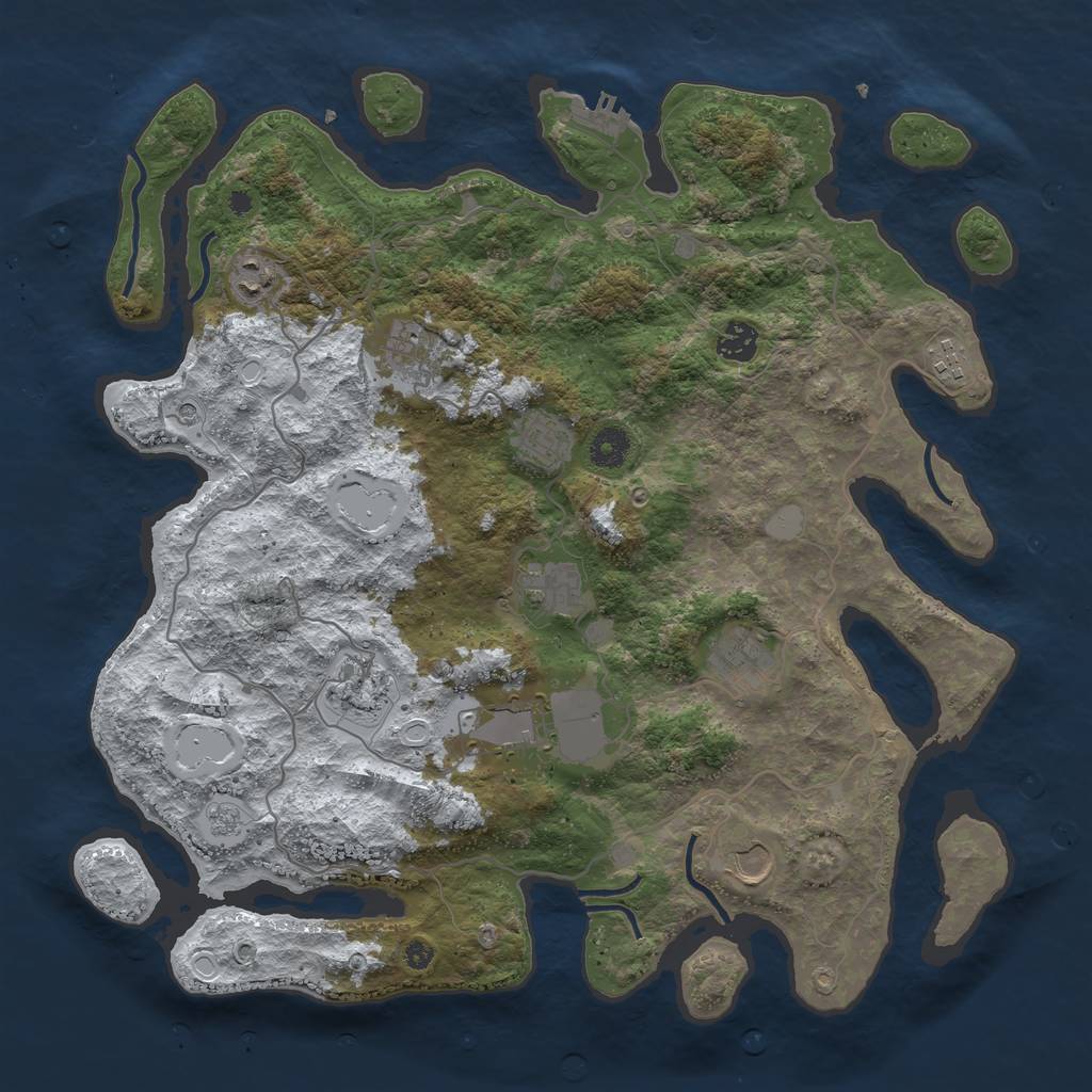 Rust Map: Procedural Map, Size: 4000, Seed: 305117, 18 Monuments