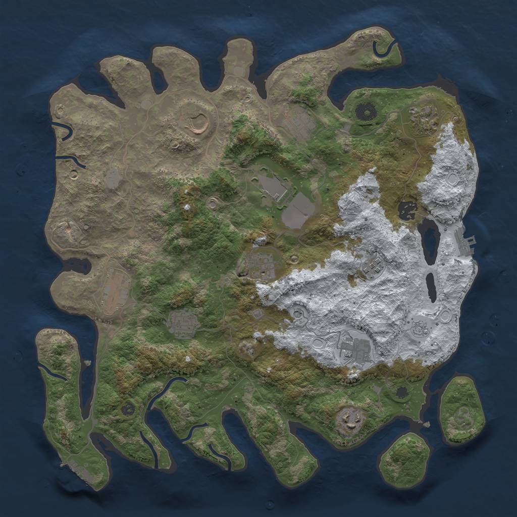 Rust Map: Procedural Map, Size: 3850, Seed: 282603157, 20 Monuments