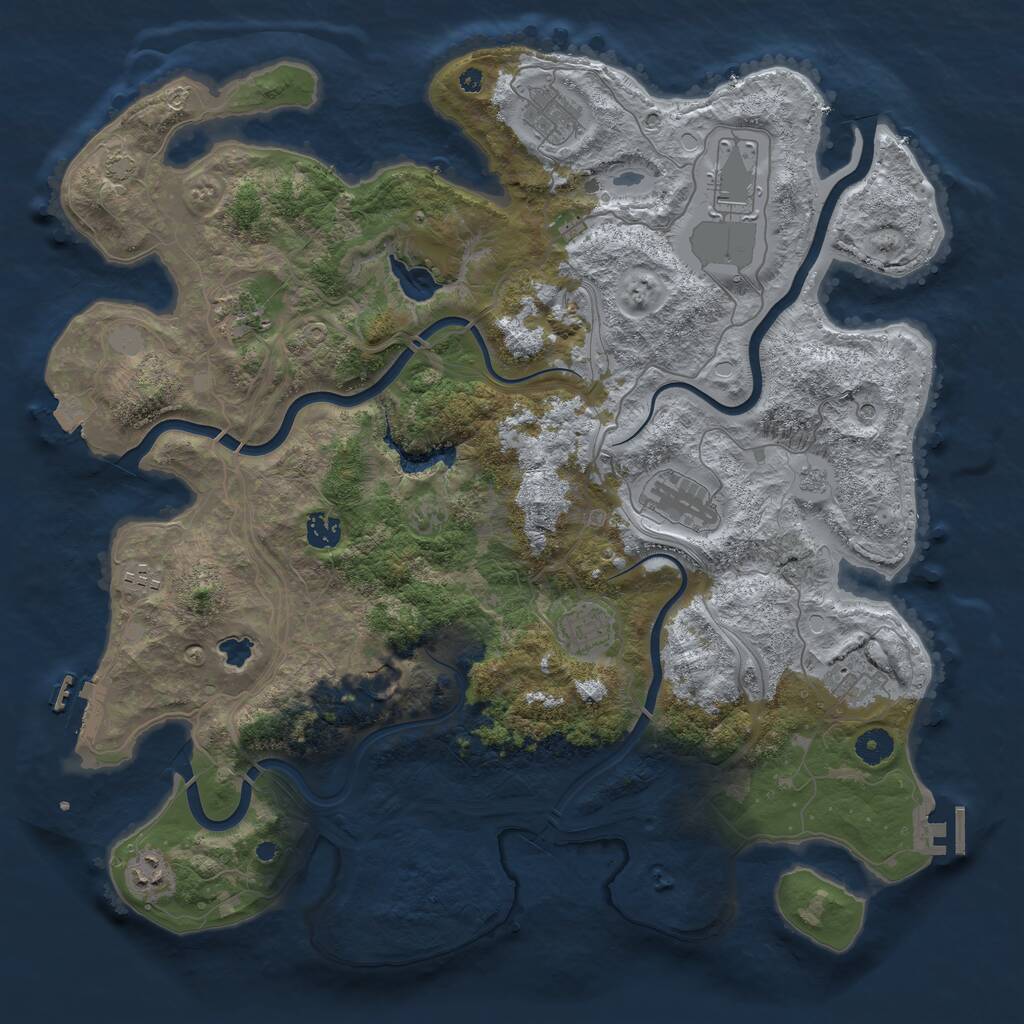 Rust Map: Procedural Map, Size: 4250, Seed: 606041, 16 Monuments