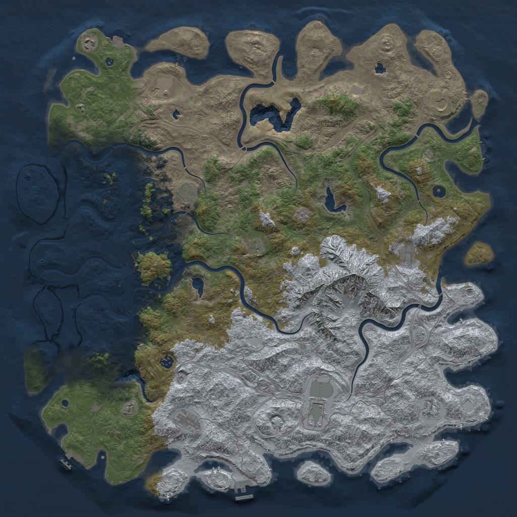 Rust Map: Procedural Map, Size: 6000, Seed: 295107, 17 Monuments