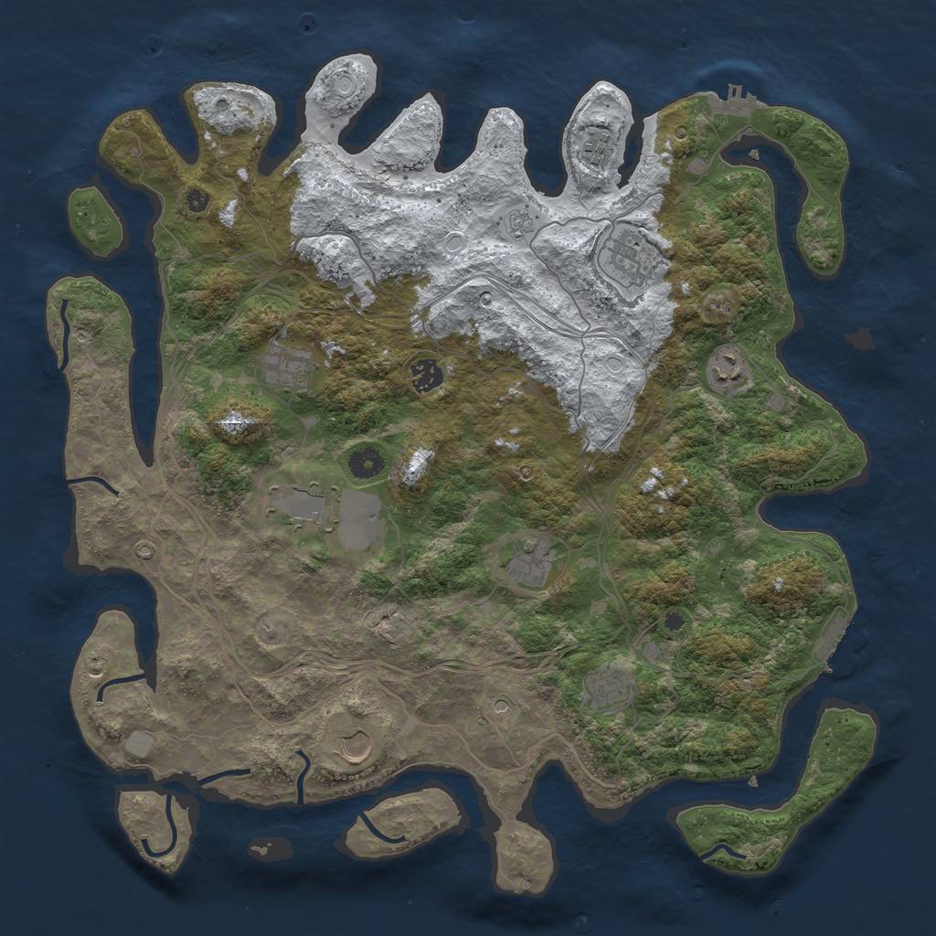 Rust Map: Procedural Map, Size: 4250, Seed: 2721140, 18 Monuments