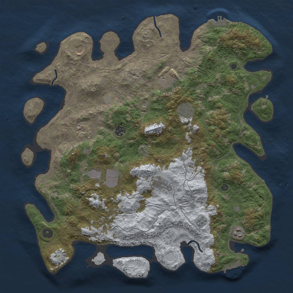 Rust Map: Procedural Map, Size: 4250, Seed: 3857495, 18 Monuments