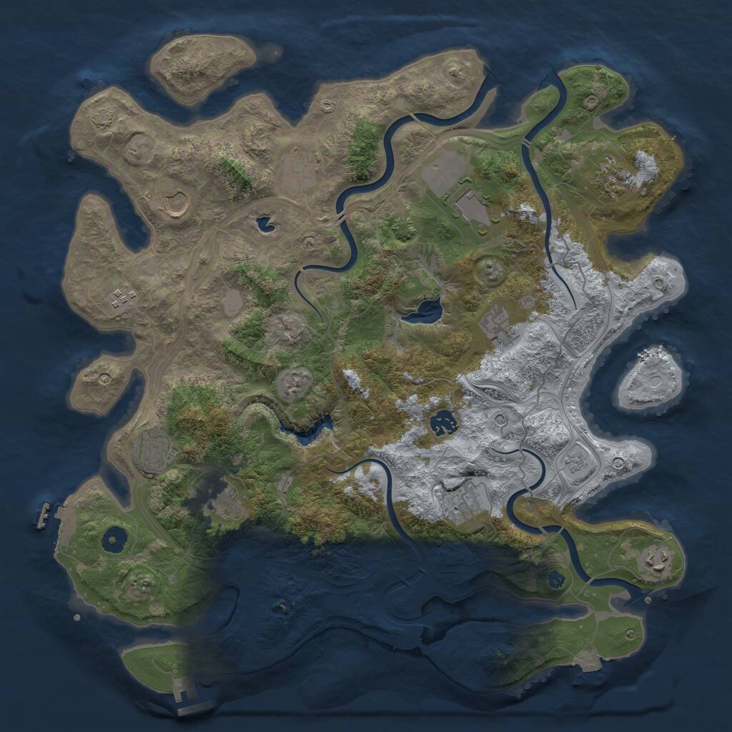 Rust Map: Procedural Map, Size: 4250, Seed: 3355431, 17 Monuments