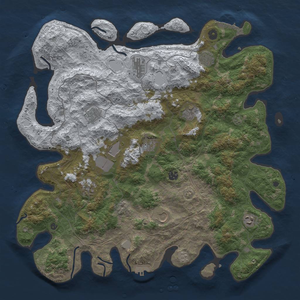 Rust Map: Procedural Map, Size: 4500, Seed: 5763524, 20 Monuments