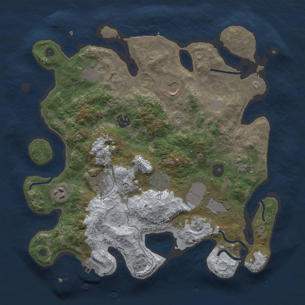 Rust Map: Procedural Map, Size: 3500, Seed: 463234, 18 Monuments