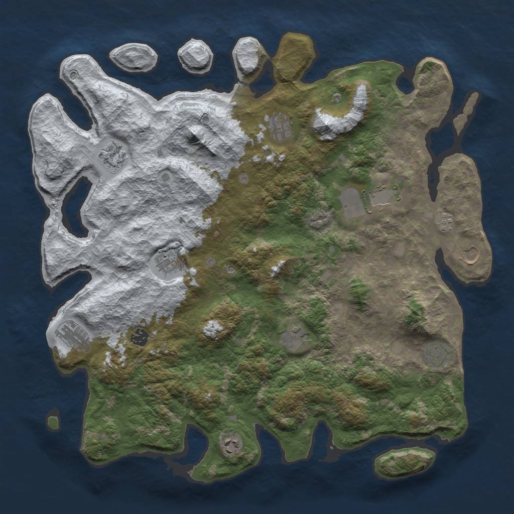 Rust Map: Barren, Size: 4500, Seed: 72174, 14 Monuments