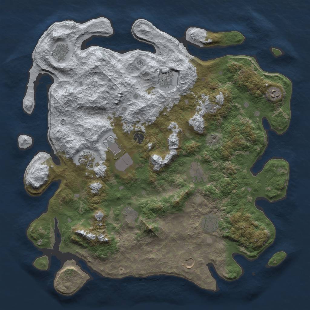 Rust Map: Barren, Size: 4500, Seed: 2776642, 14 Monuments