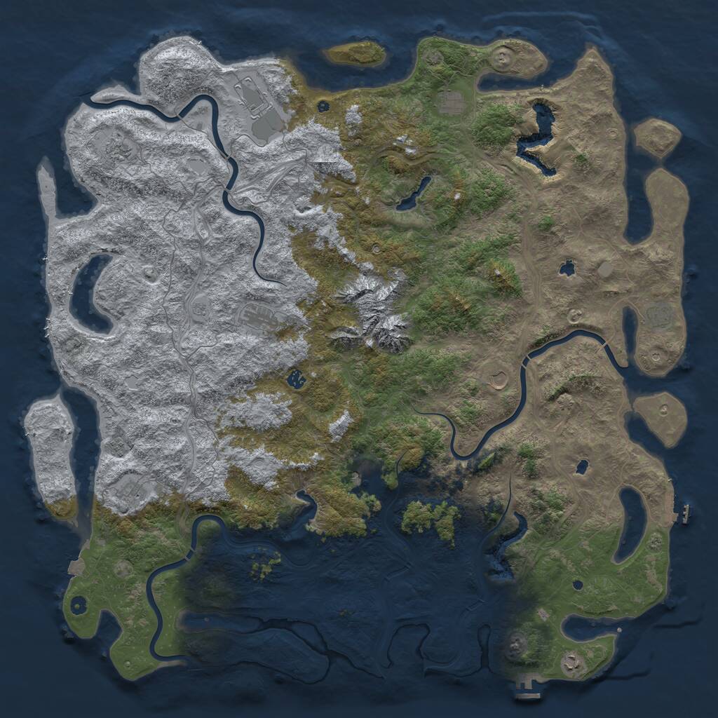 Rust Map: Procedural Map, Size: 6000, Seed: 37324, 17 Monuments