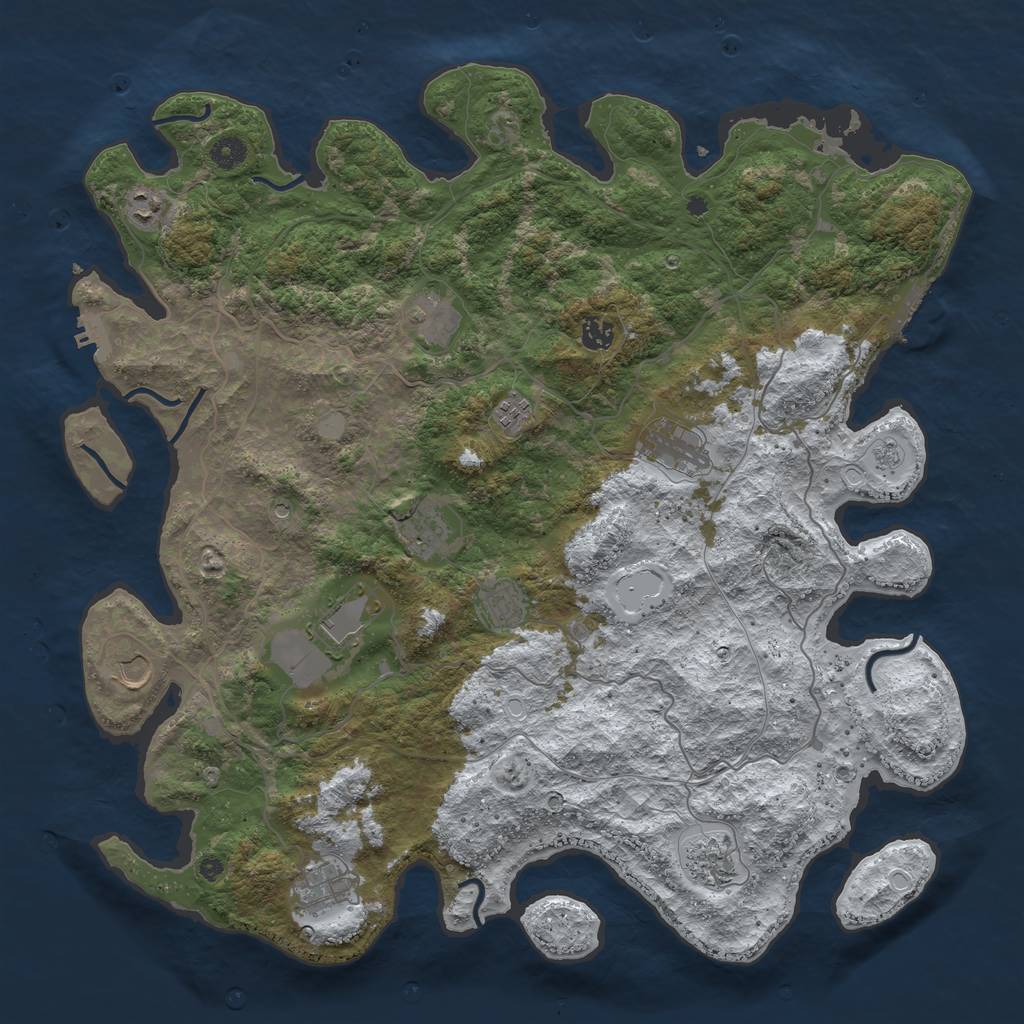 Rust Map: Procedural Map, Size: 4500, Seed: 3036026, 20 Monuments