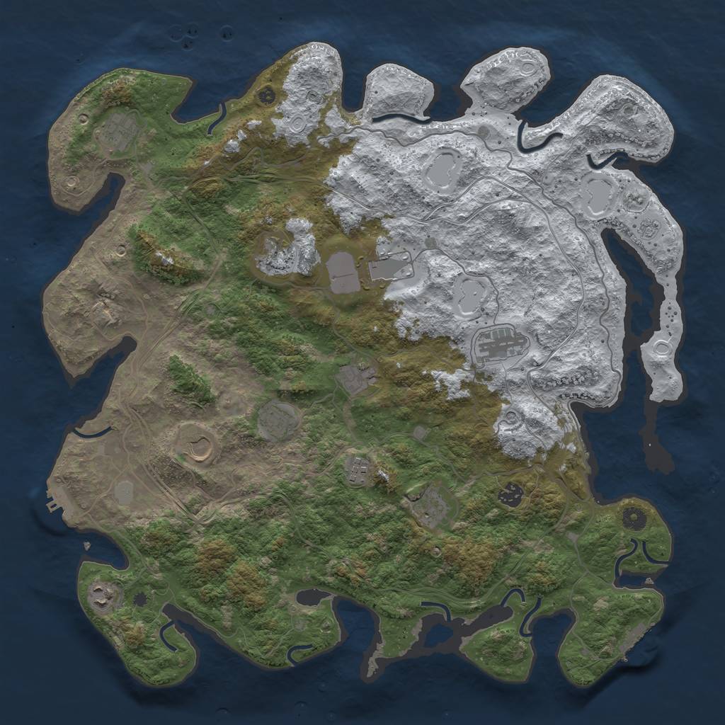Rust Map: Procedural Map, Size: 4500, Seed: 2755721, 20 Monuments
