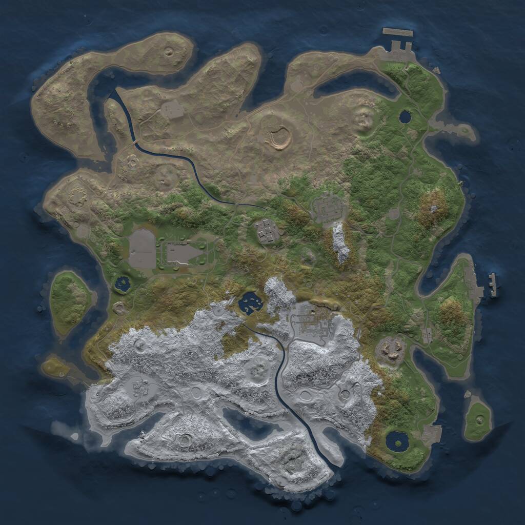 Rust Map: Procedural Map, Size: 3500, Seed: 4638, 13 Monuments