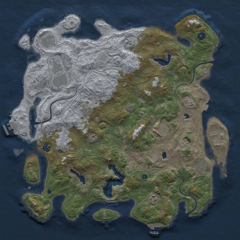 Rust Map: Procedural Map, Size: 4500, Seed: 3946536, 15 Monuments