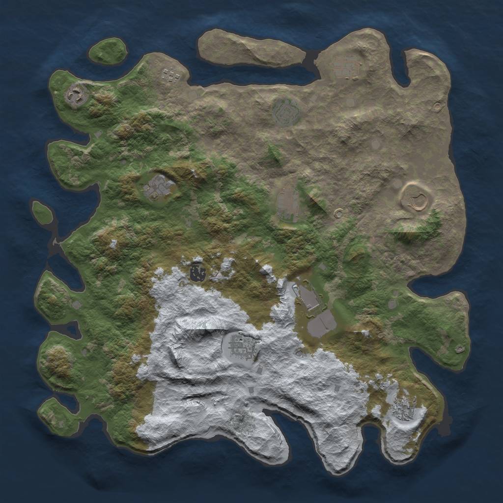 Rust Map: Barren, Size: 4500, Seed: 3721048, 14 Monuments