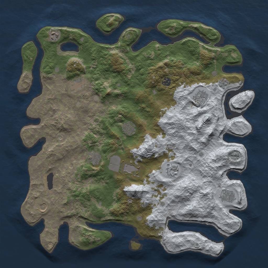 Rust Map: Barren, Size: 4500, Seed: 4894497, 14 Monuments