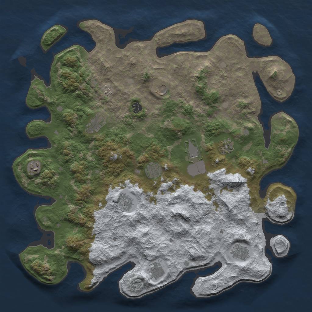 Rust Map: Barren, Size: 4500, Seed: 1948980, 14 Monuments