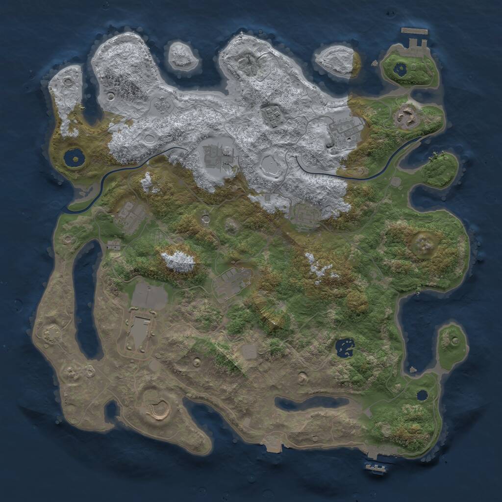 Rust Map: Procedural Map, Size: 3800, Seed: 244, 16 Monuments