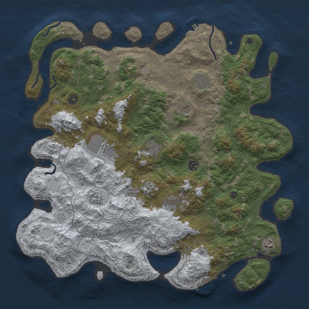 Rust Map: Procedural Map, Size: 4500, Seed: 1229296540, 18 Monuments