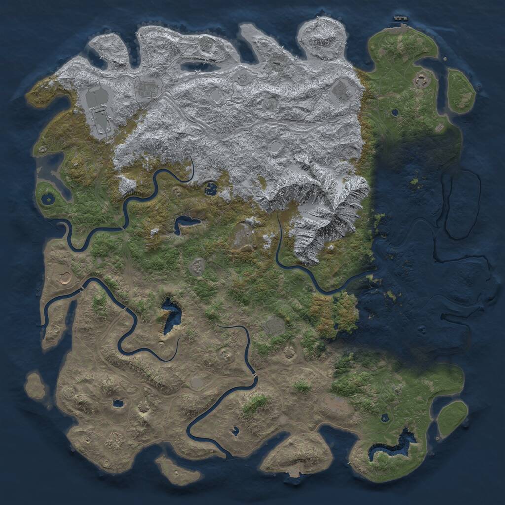 Rust Map: Procedural Map, Size: 6000, Seed: 323612, 17 Monuments
