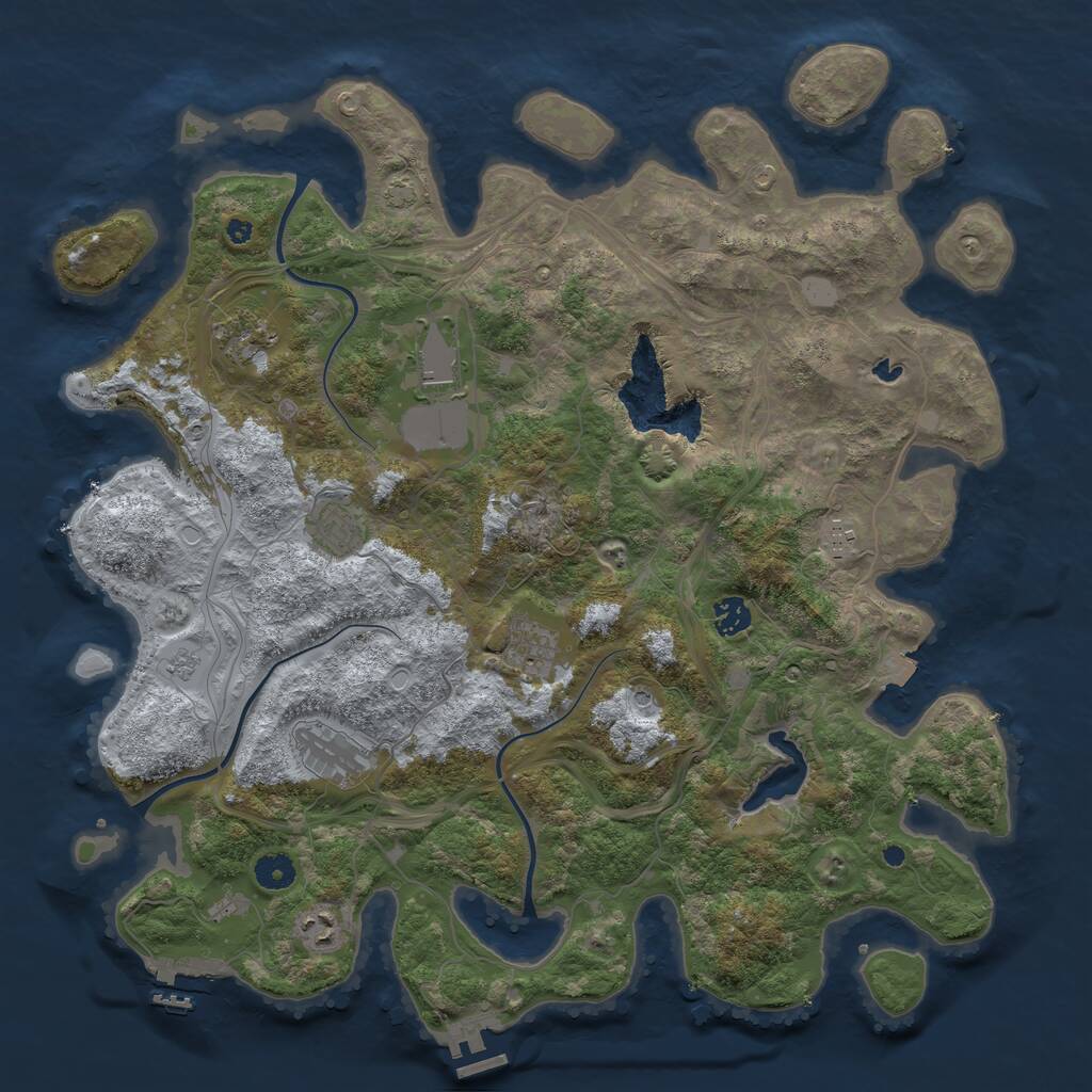 Rust Map: Procedural Map, Size: 4250, Seed: 722983, 14 Monuments