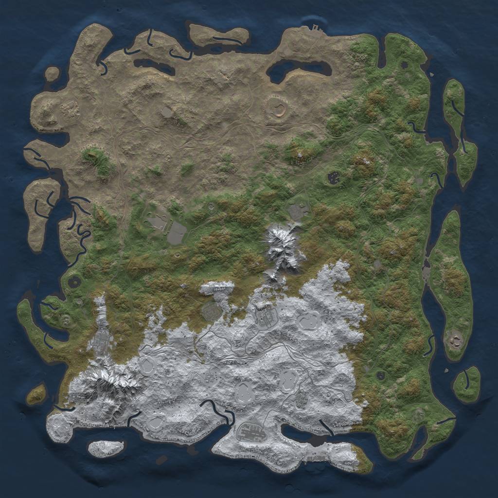 Rust Map: Procedural Map, Size: 6000, Seed: 54987, 20 Monuments