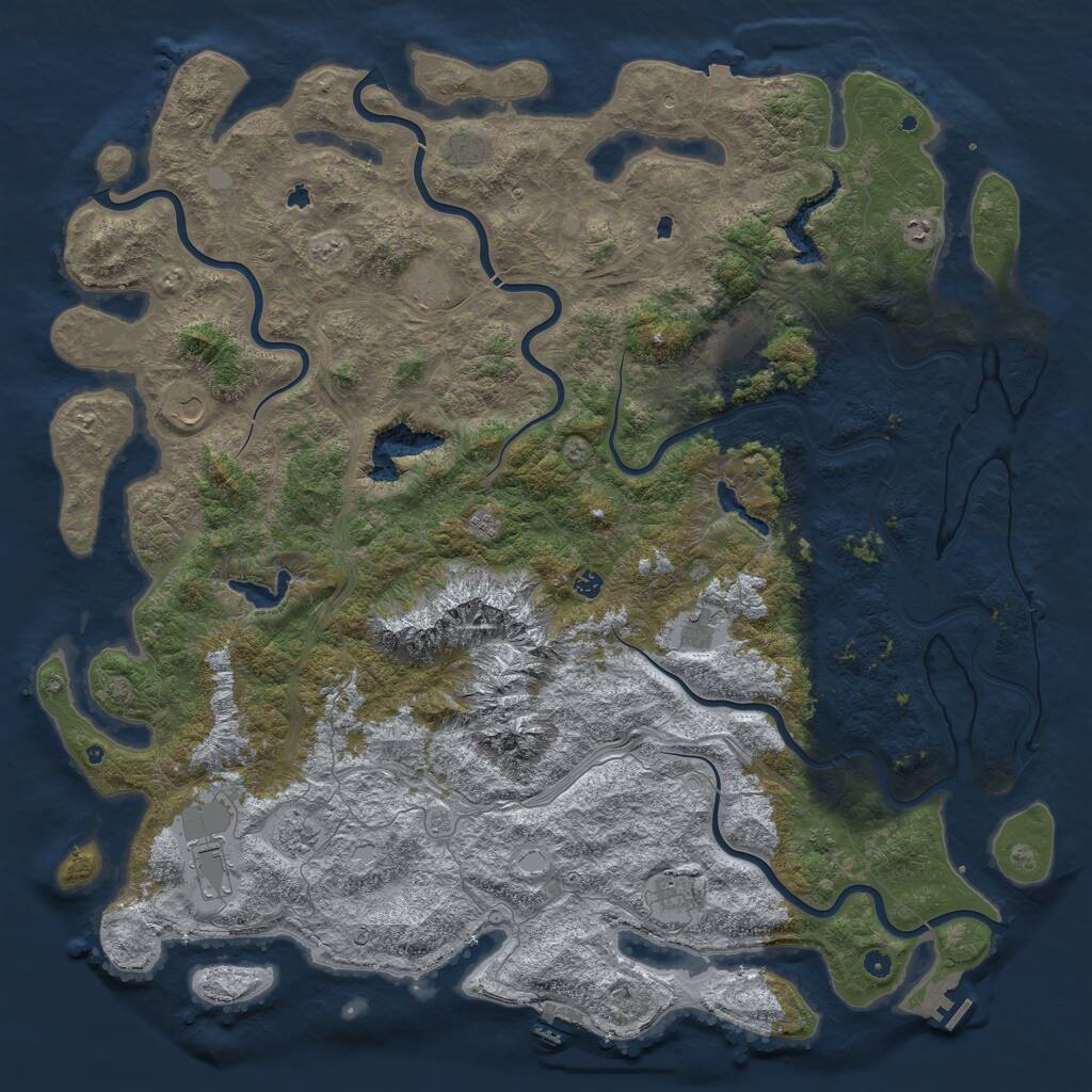 Rust Map: Procedural Map, Size: 6000, Seed: 54987, 17 Monuments