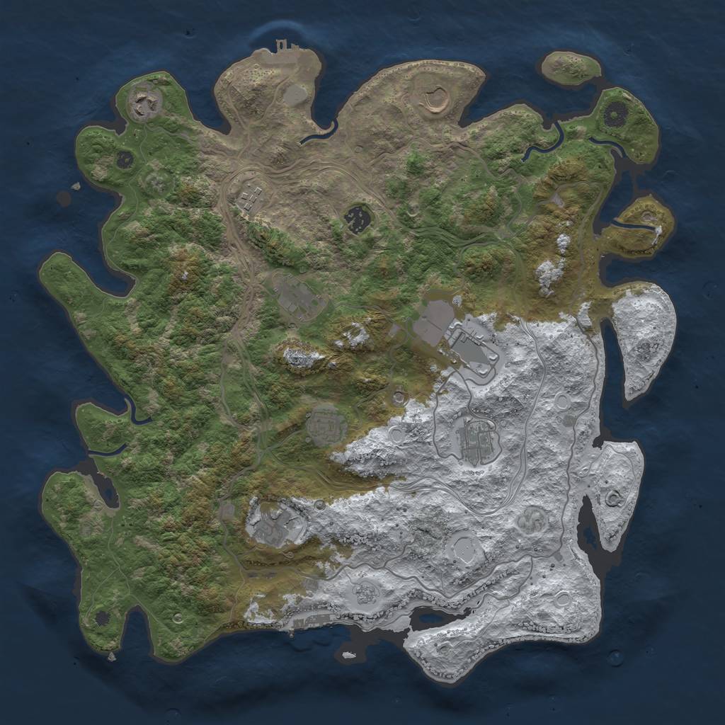 Rust Map: Procedural Map, Size: 4250, Seed: 843964, 18 Monuments