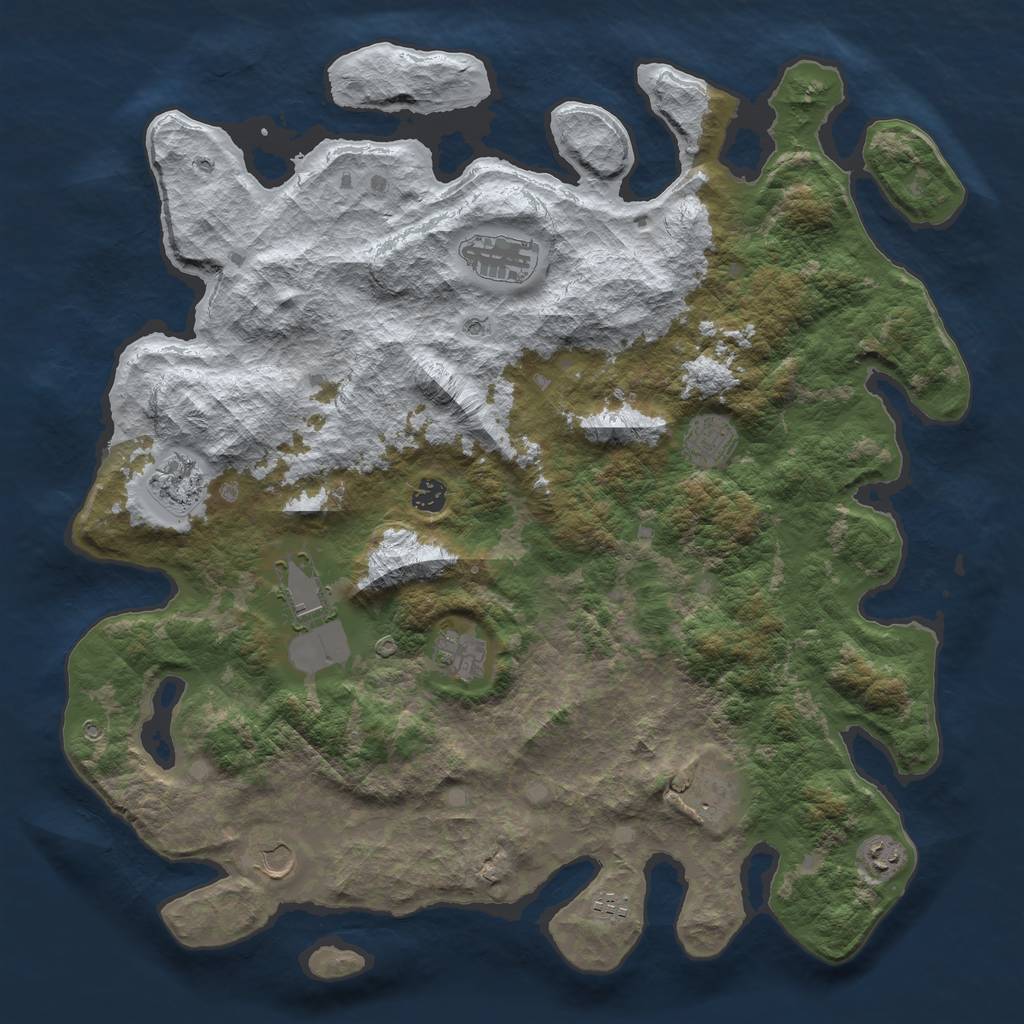 Rust Map: Barren, Size: 4500, Seed: 3020838, 13 Monuments