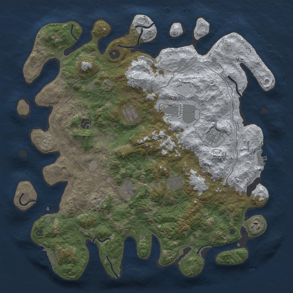 Rust Map: Procedural Map, Size: 4250, Seed: 3184558, 17 Monuments