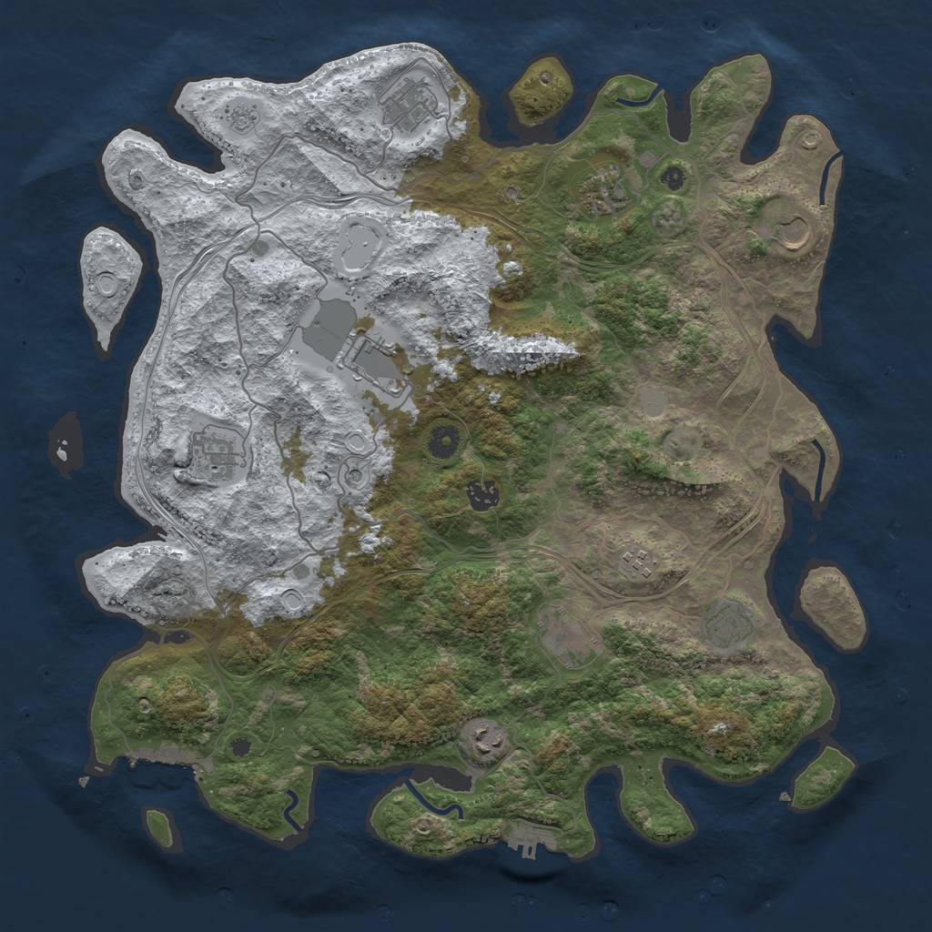Rust Map: Procedural Map, Size: 4250, Seed: 2933736, 19 Monuments