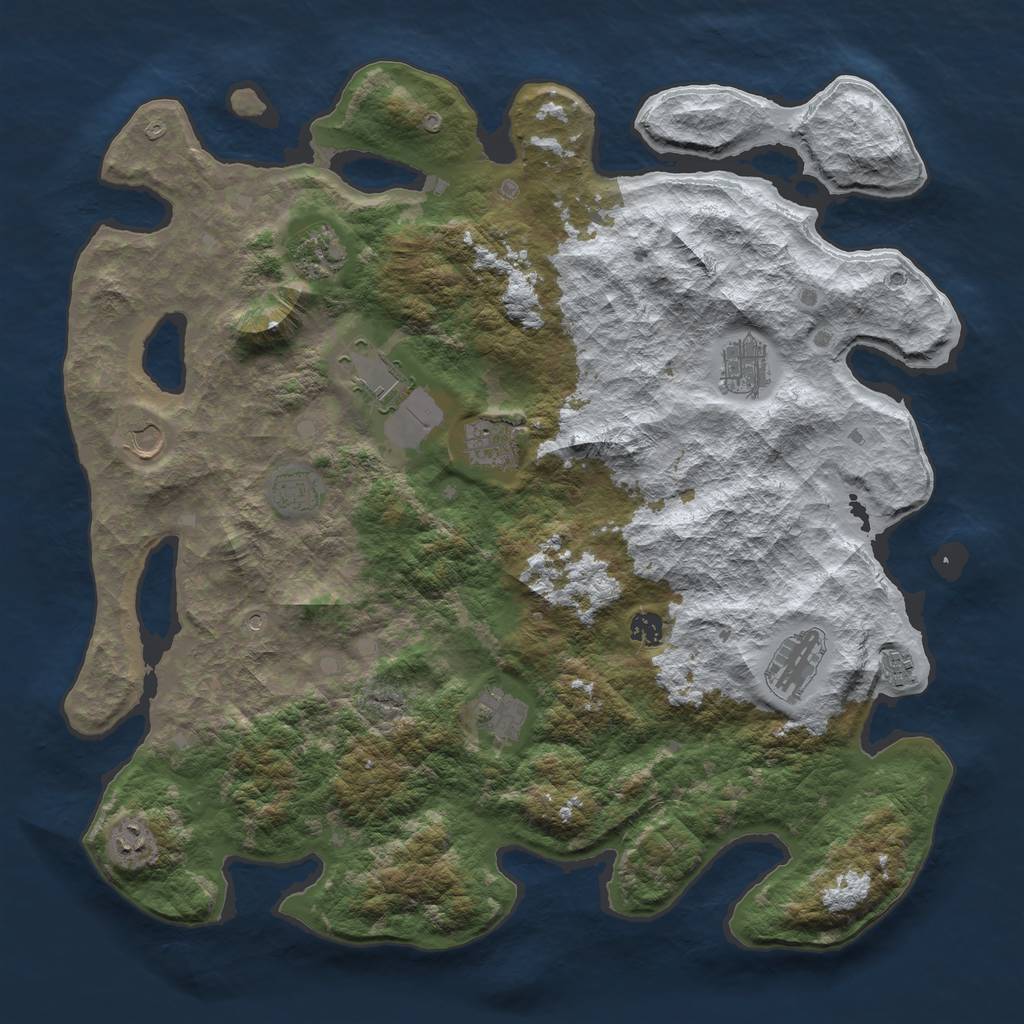 Rust Map: Barren, Size: 4500, Seed: 2504293, 14 Monuments