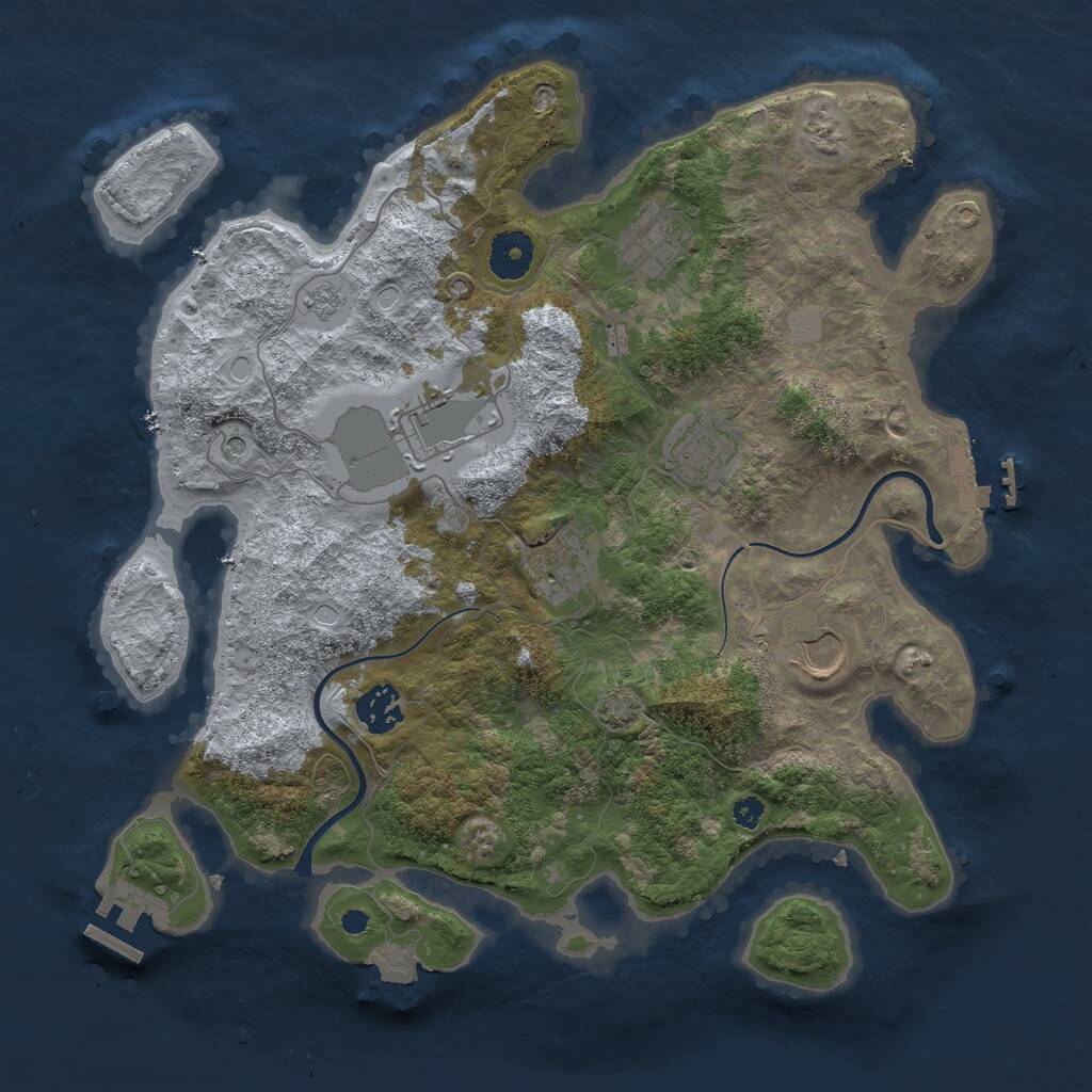 Rust Map: Procedural Map, Size: 3500, Seed: 14830, 12 Monuments