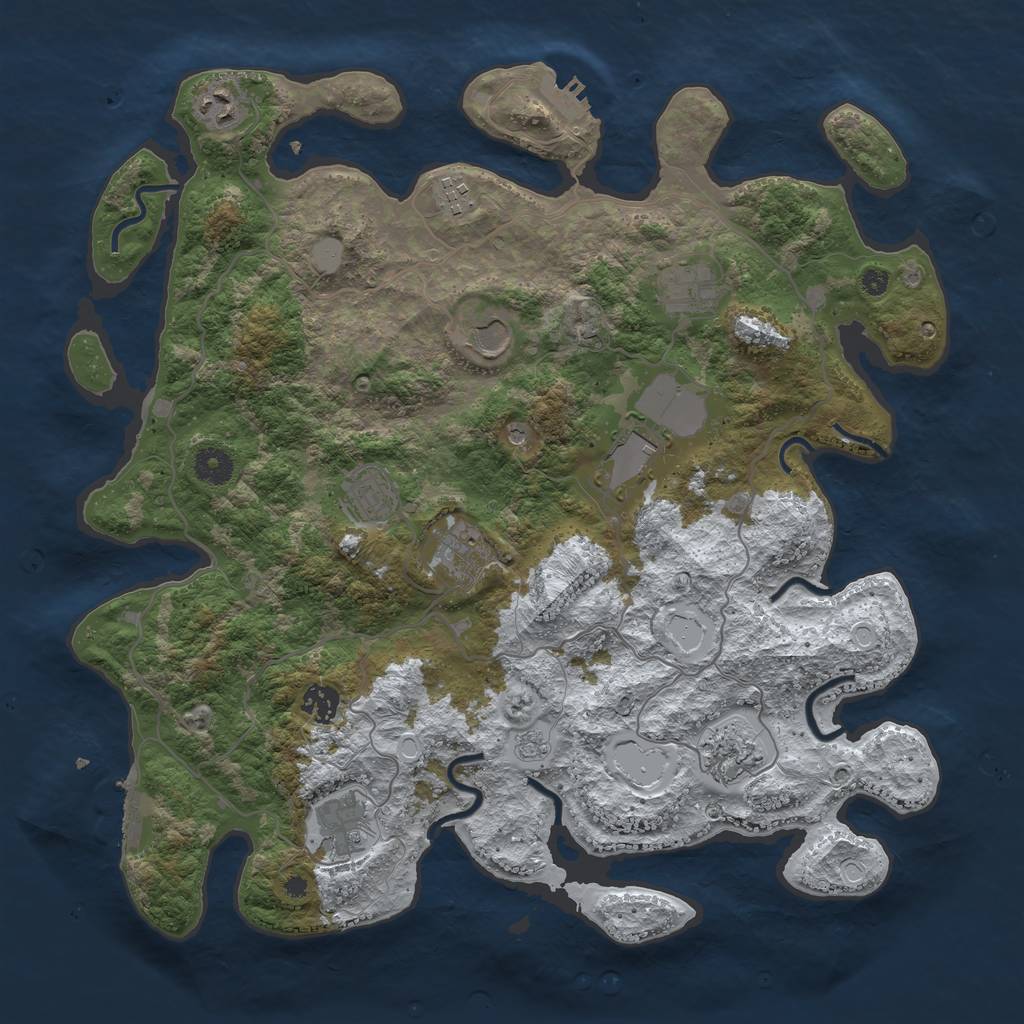 Rust Map: Procedural Map, Size: 4000, Seed: 6996, 19 Monuments