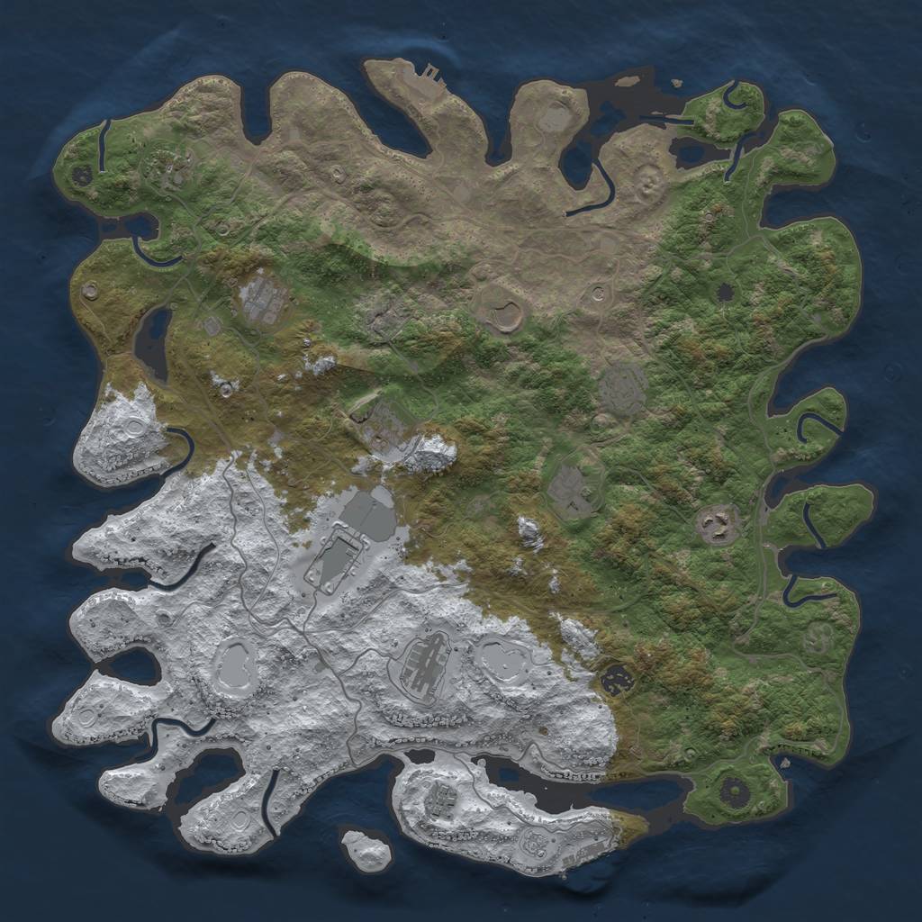 Rust Map: Procedural Map, Size: 4500, Seed: 1722276, 20 Monuments