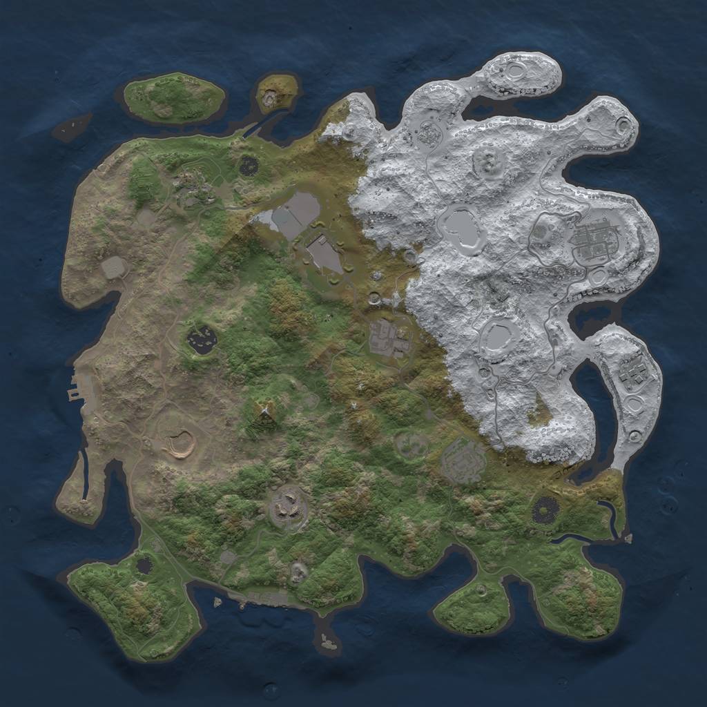 Rust Map: Procedural Map, Size: 3800, Seed: 357877924, 18 Monuments