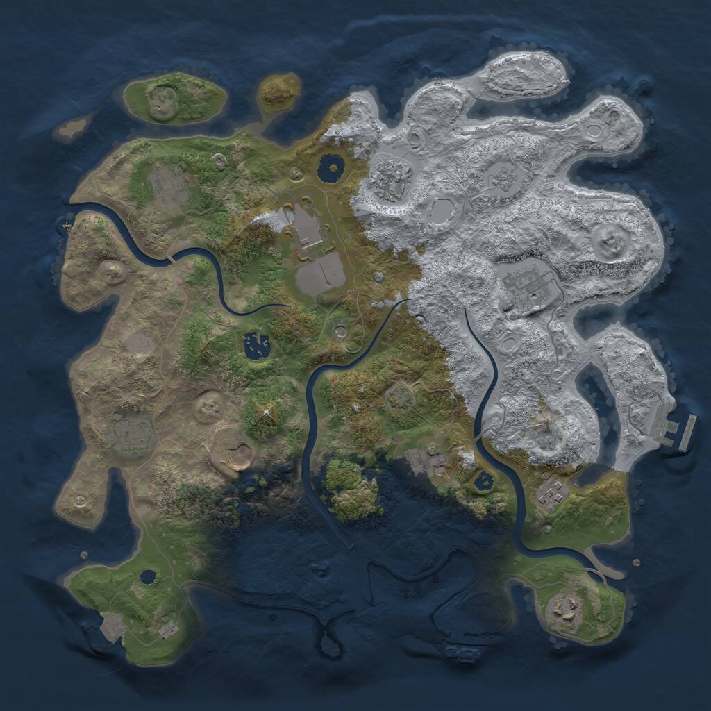 Rust Map: Procedural Map, Size: 3800, Seed: 357877924, 16 Monuments