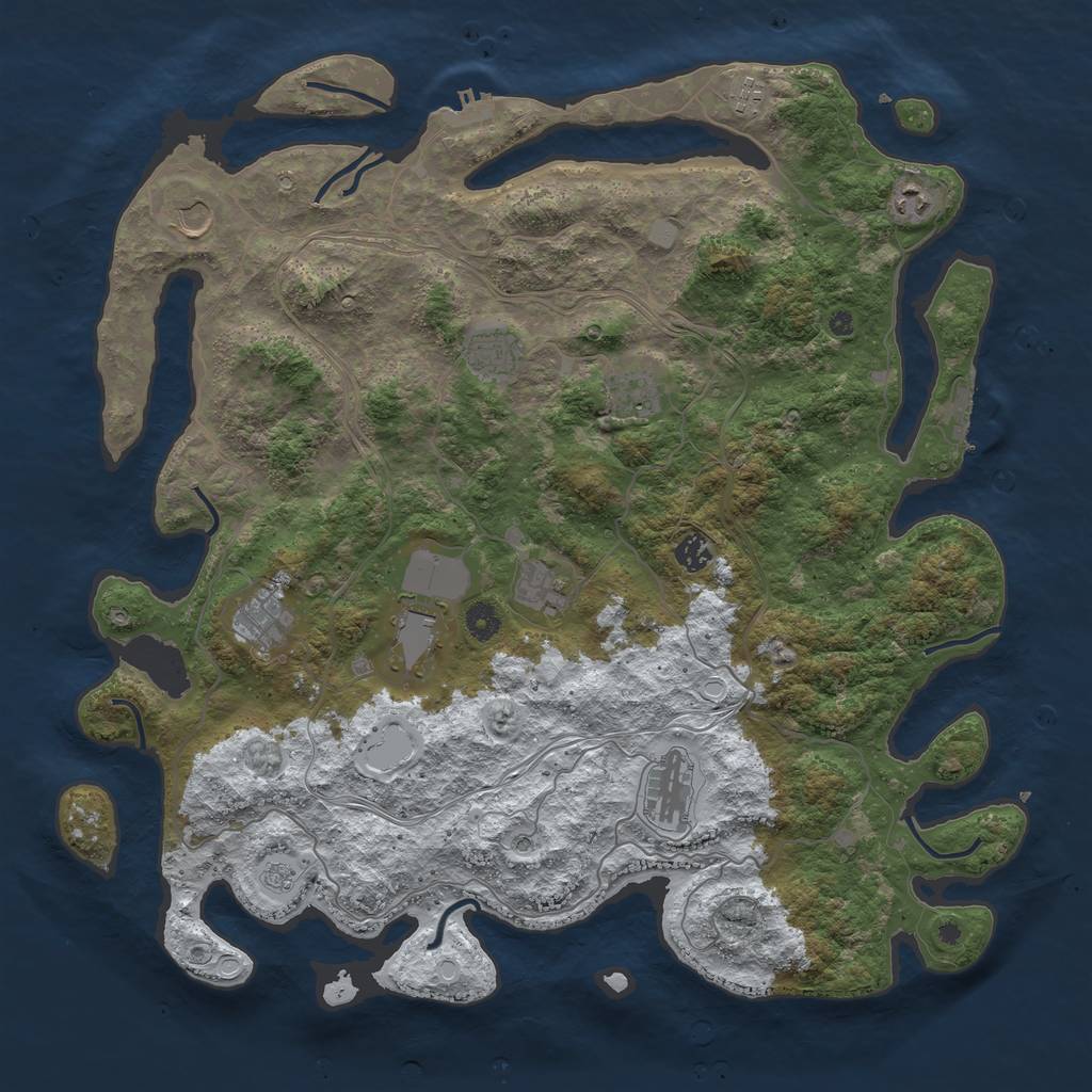 Rust Map: Procedural Map, Size: 4500, Seed: 470220, 19 Monuments